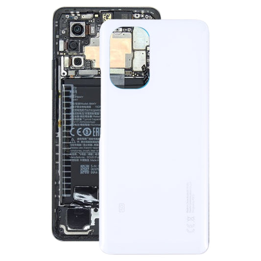 Glass Battery Back Cover for Xiaomi Poco F3(White) - Repair & Spare Parts by buy2fix | Online Shopping UK | buy2fix