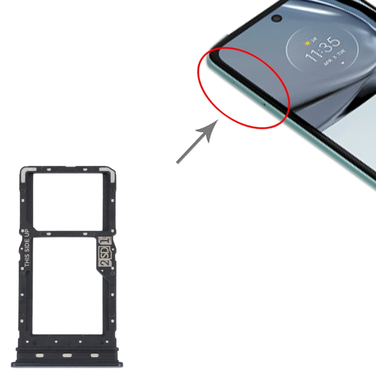 For Motorola Moto G62 5G SIM Card Tray + SIM / Micro SD Card Tray (Black) - Card Socket by buy2fix | Online Shopping UK | buy2fix