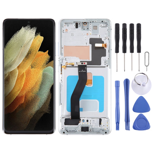 OLED LCD Screen For Samsung Galaxy S21 Ultra 5G SM-G998B Digitizer Full Assembly with Frame (Silver) - LCD Screen by buy2fix | Online Shopping UK | buy2fix