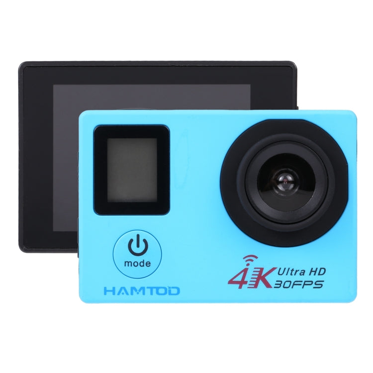HAMTOD H12 UHD 4K WiFi  Sport Camera with Waterproof Case, Generalplus 4247, 0.66 inch + 2.0 inch LCD Screen, 170 Degree Wide Angle Lens (Blue) - DJI & GoPro Accessories by HAMTOD | Online Shopping UK | buy2fix