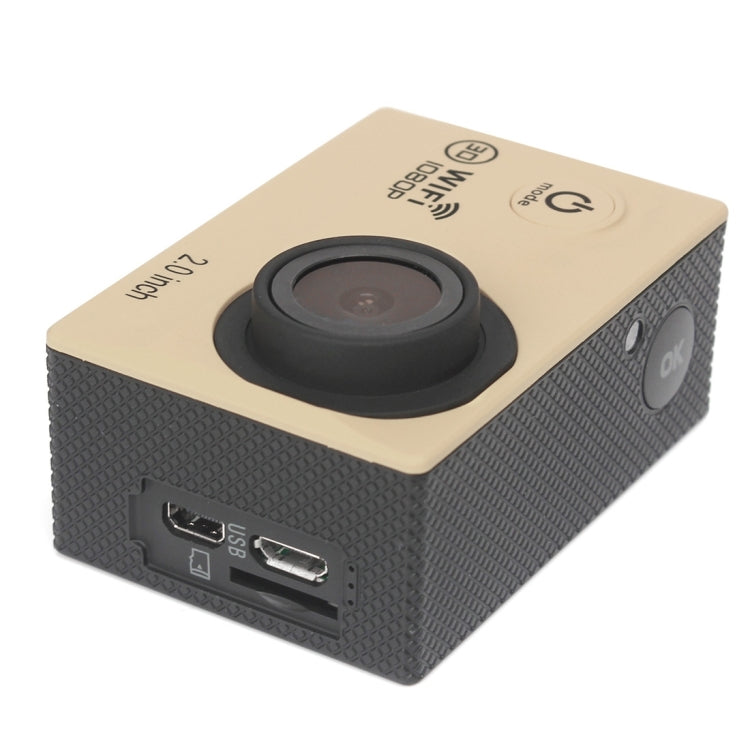 H16 1080P Portable WiFi Waterproof Sport Camera, 2.0 inch Screen,  Generalplus 4248, 170 A+ Degrees Wide Angle Lens, Support TF Card(Gold) - DJI & GoPro Accessories by buy2fix | Online Shopping UK | buy2fix