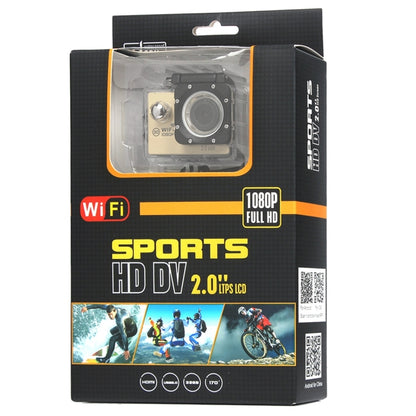 H16 1080P Portable WiFi Waterproof Sport Camera, 2.0 inch Screen,  Generalplus 4248, 170 A+ Degrees Wide Angle Lens, Support TF Card(Gold) - DJI & GoPro Accessories by buy2fix | Online Shopping UK | buy2fix
