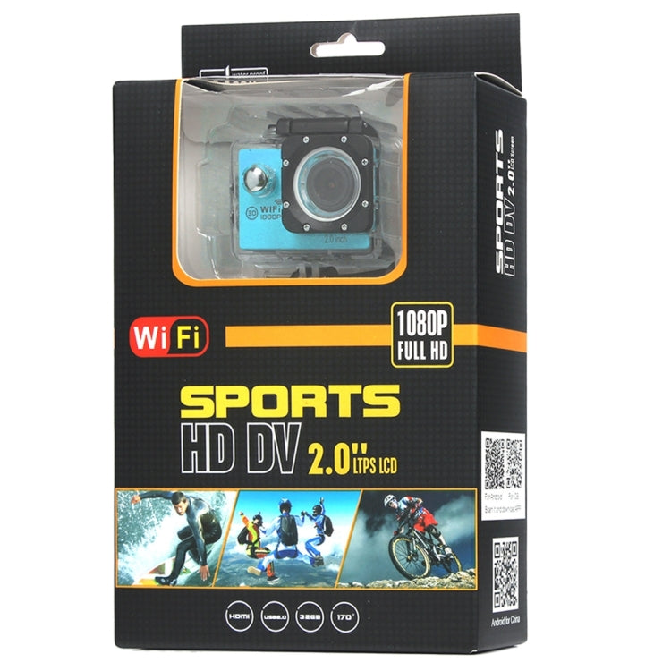 H16 1080P Portable WiFi Waterproof Sport Camera, 2.0 inch Screen,  Generalplus 4248, 170 A+ Degrees Wide Angle Lens, Support TF Card(Blue) - DJI & GoPro Accessories by buy2fix | Online Shopping UK | buy2fix