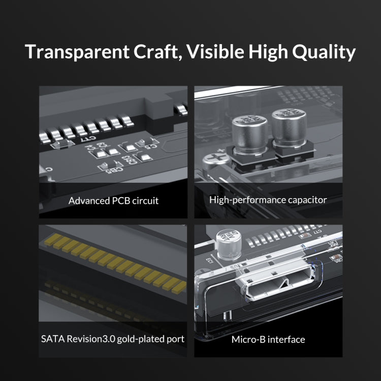 ORICO 2159U3 2.5 inch Transparent USB3.0 Hard Drive Enclosure with Stand - HDD Enclosure by ORICO | Online Shopping UK | buy2fix