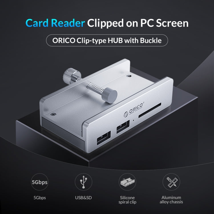 ORICO MH2AC-U3 Clip-type 2 Ports USB3.0 HUB with SD Card Reader - USB 3.0 HUB by ORICO | Online Shopping UK | buy2fix