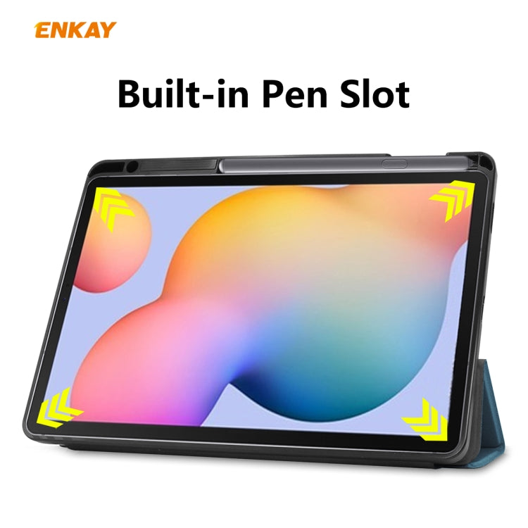 For Samsung Galaxy Tab S6 Lite P610 / P615 / Tab S6 Lite 2022 / P613 / P619 ENKAY Leather Smart Tablet Case with Pen Slot(Black) - Tab S6 Lite P610 / P615 by ENKAY | Online Shopping UK | buy2fix