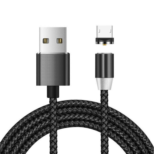 USB to Micro USB Magnetic Metal Connector Nylon Two-color Braided Magnetic Data Cable, Cable Length: 1m(Black) - Mobile Accessories by buy2fix | Online Shopping UK | buy2fix