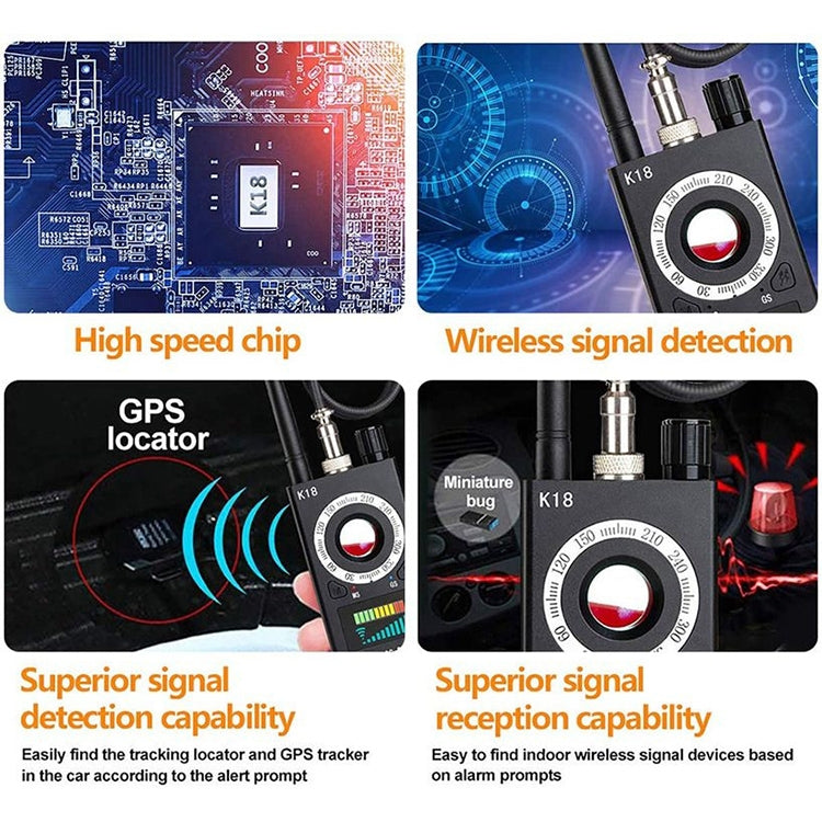 ZS-k18 GPS Tracking GSM Listening Device Finder Wireless Camera Detector - Security by buy2fix | Online Shopping UK | buy2fix