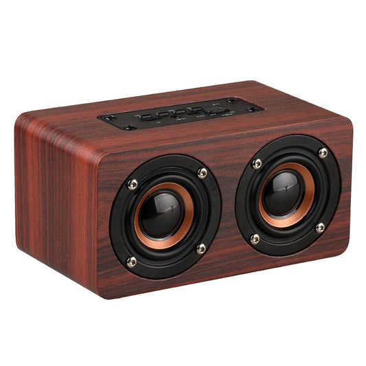 W5 Portable HiFi Shock Bass Wooden Bluetooth Speaker(Dark Brown) - Mini Speaker by buy2fix | Online Shopping UK | buy2fix