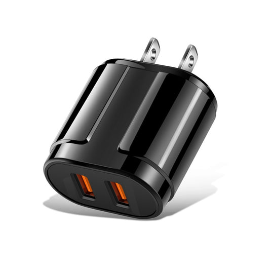 Portable Dual USB Mobile Phone Tablet Universal Charging Head Travel Charger, US Plug(Black) - Mobile Accessories by buy2fix | Online Shopping UK | buy2fix