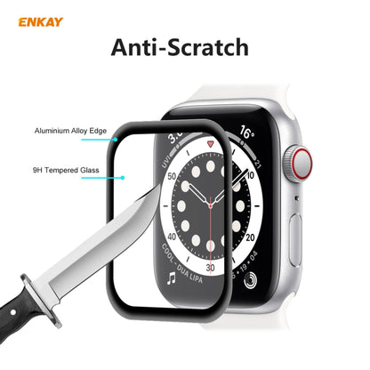 For Apple Watch 6/5/4/SE 44mm 5PCS ENKAY Hat-Prince 0.2mm 9H Surface Hardness 3D Explosion-proof Aluminum Alloy Edge Full Screen Tempered Glass Screen Film - Watch Cases by ENKAY | Online Shopping UK | buy2fix