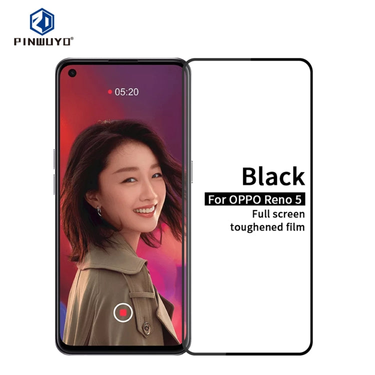 For OPPO Reno5 PINWUYO 9H 2.5D Full Screen Tempered Glass Film(Black) - OPPO Tempered Glass by PINWUYO | Online Shopping UK | buy2fix