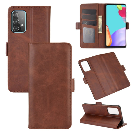 For Samsung Galaxy A52 5G / 4G Dual-side Magnetic Buckle Horizontal Flip Leather Case with Holder & Card Slots & Wallet(Brown) - Samsung Accessories by buy2fix | Online Shopping UK | buy2fix