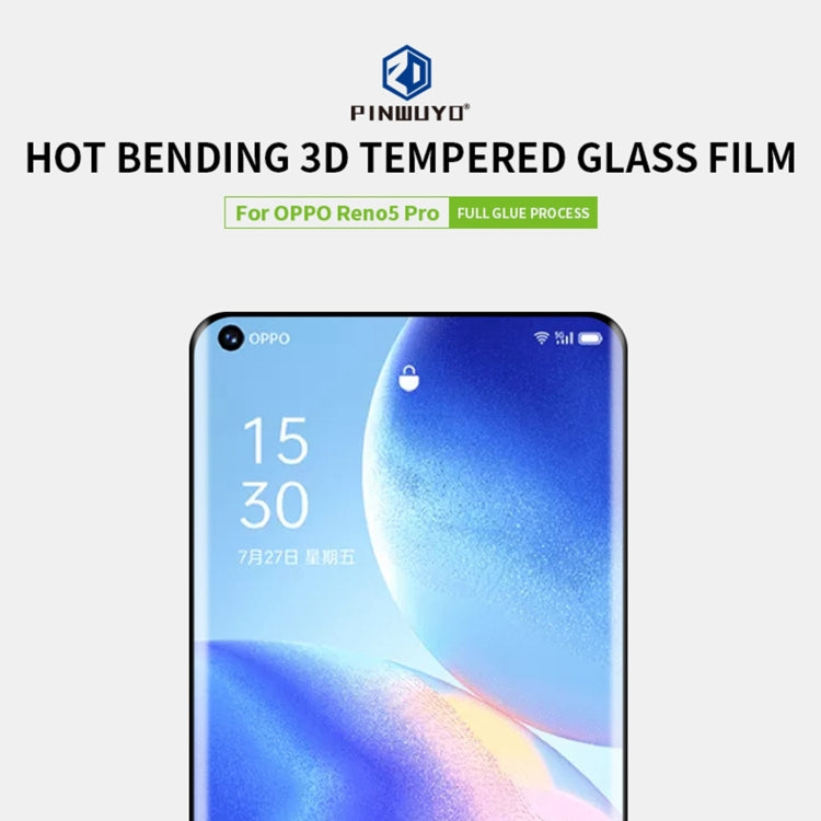 For OPPO Reno5 Pro PINWUYO 9H 3D Hot Bending Tempered Glass Film(Black) -  by PINWUYO | Online Shopping UK | buy2fix