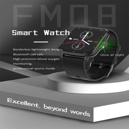 FM08 1.69 inch Color Screen Smart Watch IP67 Waterproof,Support Heart Rate Monitoring/Blood Pressure Monitoring/Blood Oxygen Monitoring/Sleep Monitoring(Gray) - Smart Wear by buy2fix | Online Shopping UK | buy2fix