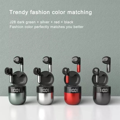 J28 TWS Wireless Bluetooth Earphones LED Digital Display HIFI Music Sport Earphone(Green) - TWS Earphone by buy2fix | Online Shopping UK | buy2fix