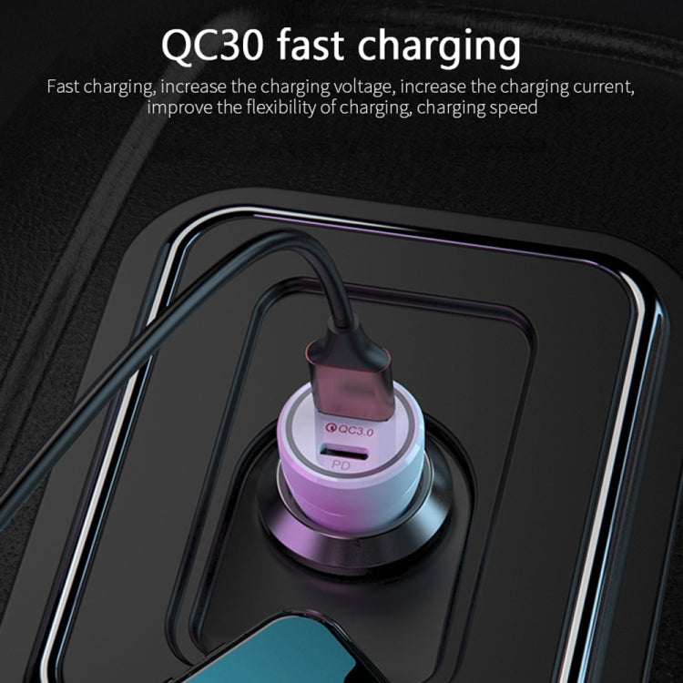 P21 Portable PD 20W + QC3.0 18W Dual Ports Fast Car Charger with USB to Micro USB Cable Kit(Black) - Car Charger by buy2fix | Online Shopping UK | buy2fix