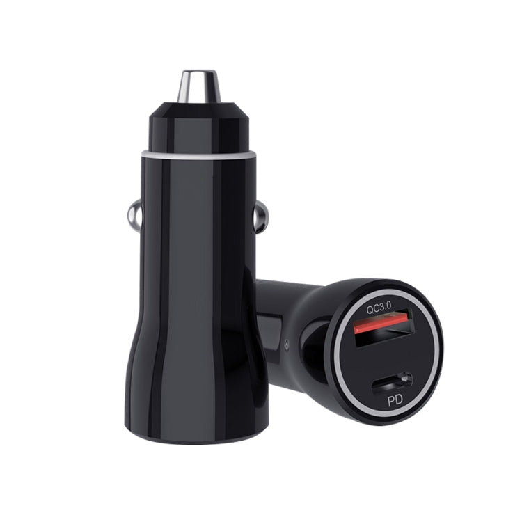 P21 PD 20W USB-C / Type-C + QC3.0 18W USB Fast Car Charger with USB-C / Type-C to 8 Pin Data Cable Set(Black) - In Car by buy2fix | Online Shopping UK | buy2fix