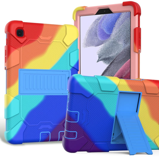 For Samsung Galaxy Tab A7 Lite T220 / T225 Two-Color Robot Shockproof Silicone + PC Protective Case with Holder(Rainbow+Blue) - Samsung Accessories by buy2fix | Online Shopping UK | buy2fix