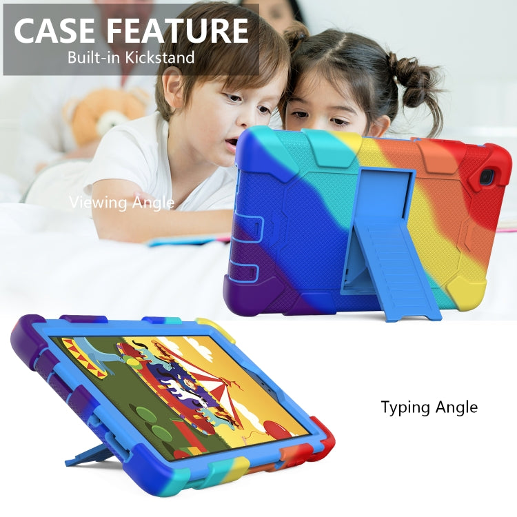 For Samsung Galaxy Tab A7 Lite T220 / T225 Two-Color Robot Shockproof Silicone + PC Protective Case with Holder(Rainbow+Blue) - Samsung Accessories by buy2fix | Online Shopping UK | buy2fix