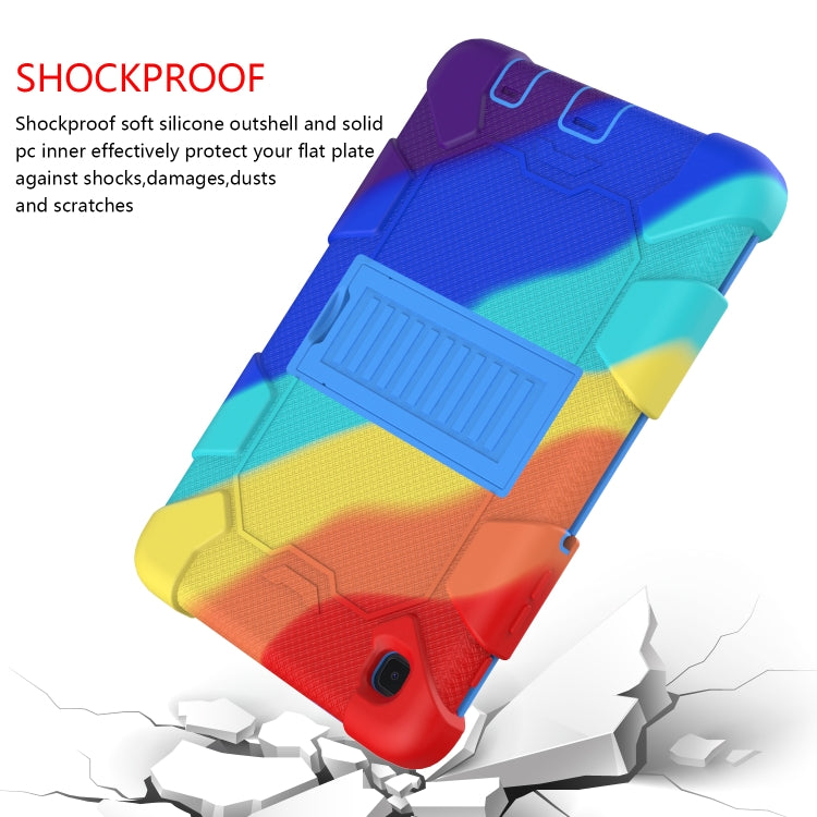 For Samsung Galaxy Tab A7 Lite T220 / T225 Two-Color Robot Shockproof Silicone + PC Protective Case with Holder(Rainbow+Blue) - Samsung Accessories by buy2fix | Online Shopping UK | buy2fix