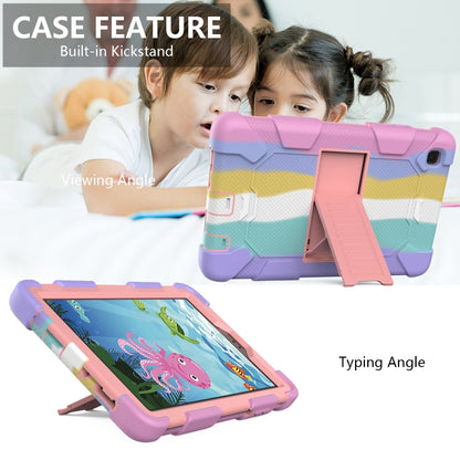 For Samsung Galaxy Tab A7 Lite T220 / T225 Two-Color Robot Shockproof Silicone + PC Protective Case with Holder(Rainbow+Rose Gold) - Samsung Accessories by buy2fix | Online Shopping UK | buy2fix