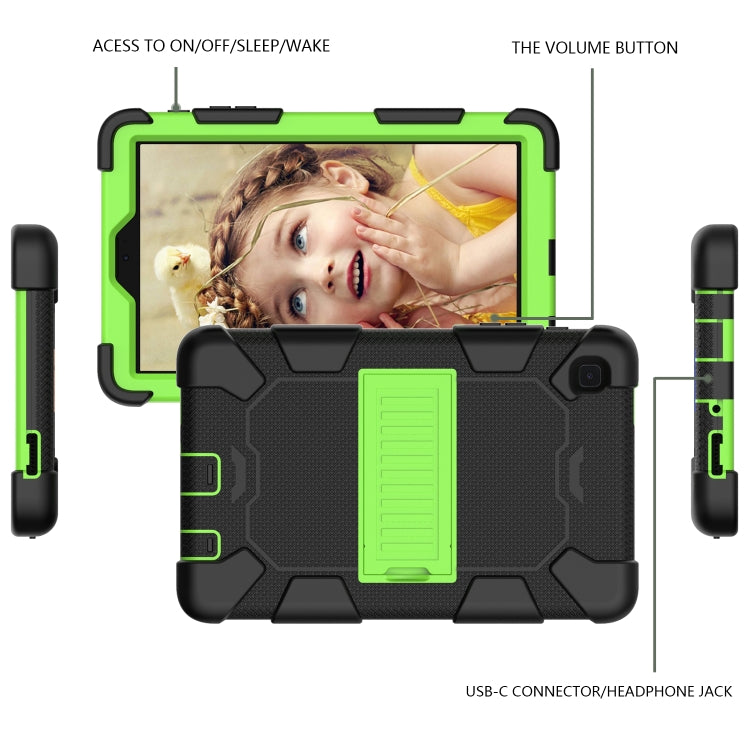 For Samsung Galaxy Tab A7 Lite T220 / T225 Two-Color Robot Shockproof Silicone + PC Protective Case with Holder(Black+Green) - Samsung Accessories by buy2fix | Online Shopping UK | buy2fix