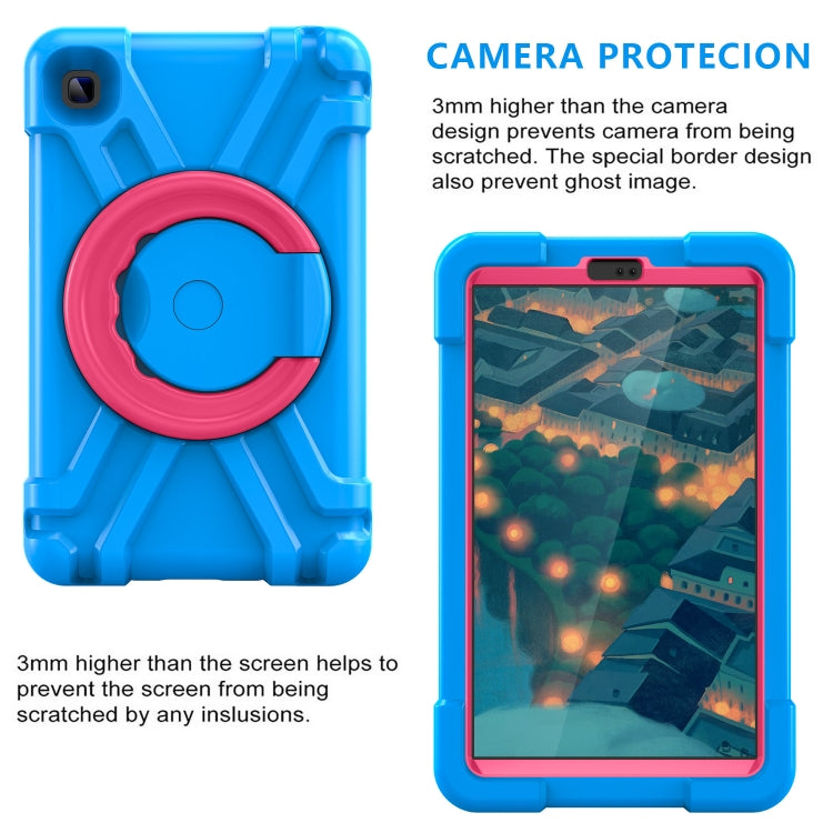 For Galaxy Tab A7 Lite T220/T225 PC + Silicone Shockproof Combination Case with 360 Degree Rotating Holder & Handle(Blue+Rose Red) - Tab A7 Lite T220 / T225 by buy2fix | Online Shopping UK | buy2fix