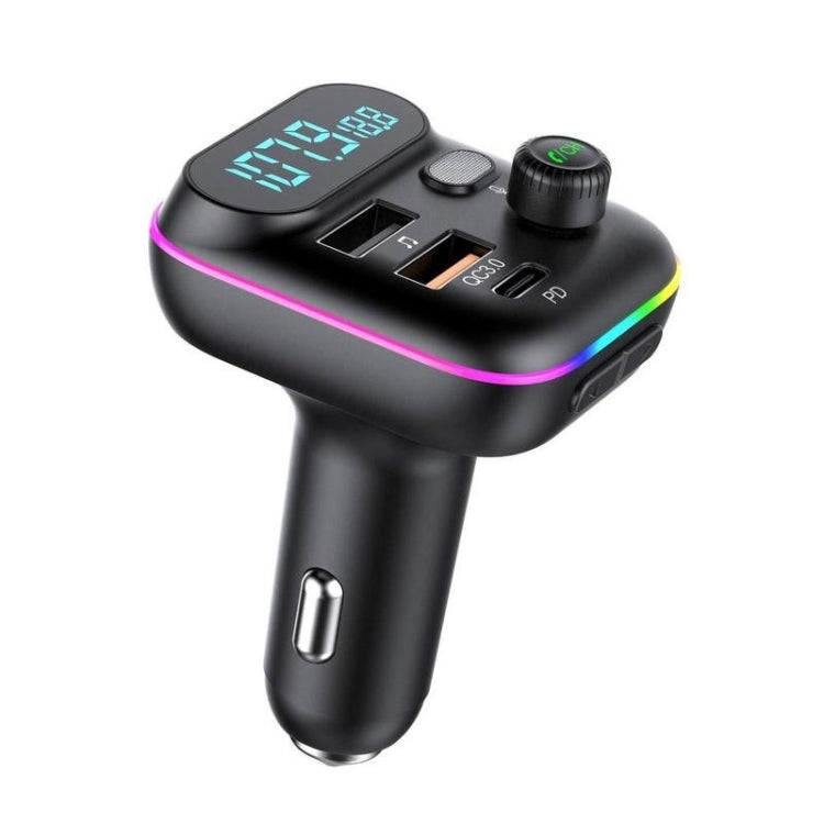 T70 Car MP3 Player FM Transmitter with Bluetooth USB Car Mobile Charger QC3.0 Quick Charge U Disk Music Player FM Modulator - In Car by buy2fix | Online Shopping UK | buy2fix