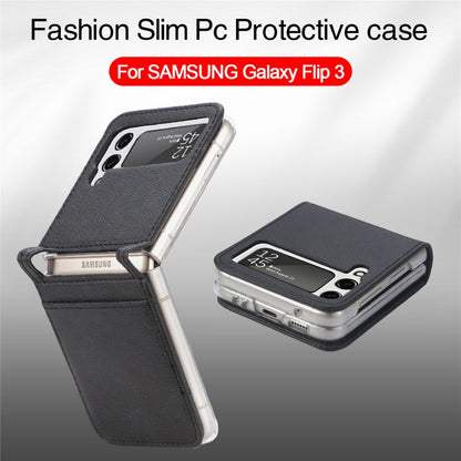 For Samsung Galaxy Z Flip3 5G Litchi Pattern Folding Leather Shockproof Card All-inclusive Case(Black) - Samsung Accessories by buy2fix | Online Shopping UK | buy2fix