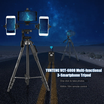 YUNTENG VCT-6808 Multi-Phone Bracket Tripod Mount with Ball Head and Remote Control - Camera Accessories by buy2fix | Online Shopping UK | buy2fix