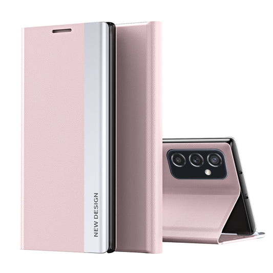 For Samsung Galaxy A33 5G Side Electroplated Magnetic Flip Leather Case with Holder(Pink) - Samsung Accessories by buy2fix | Online Shopping UK | buy2fix