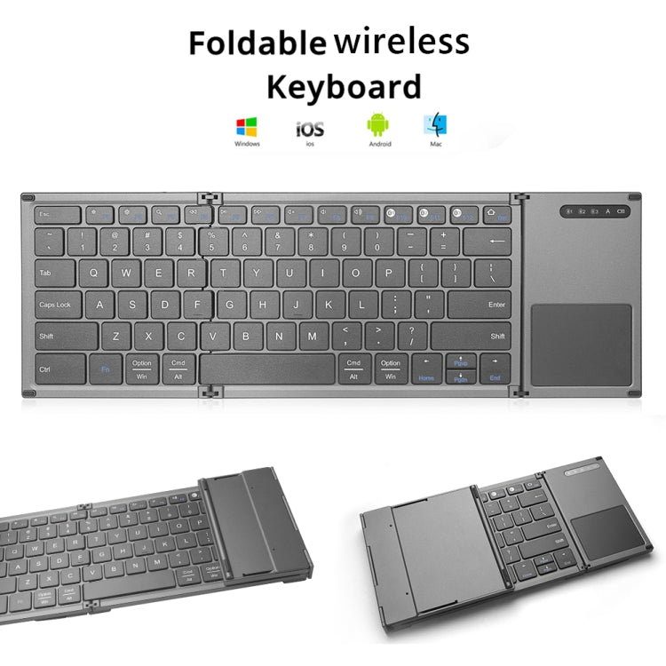 B066S Multi-function Ultra-thin Mini Wireless Three Fold Bluetooth Keyboard -  by buy2fix | Online Shopping UK | buy2fix