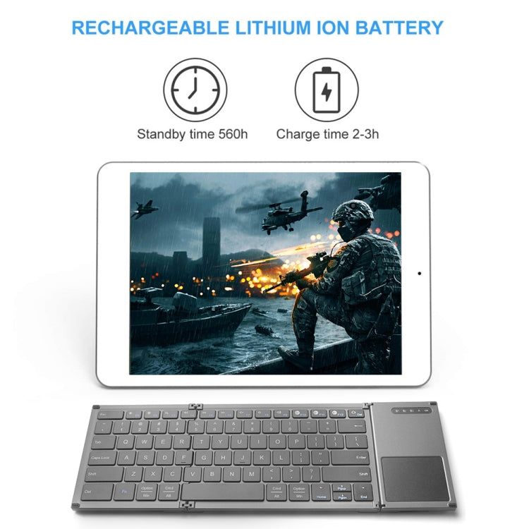 B066S Multi-function Ultra-thin Mini Wireless Three Fold Bluetooth Keyboard -  by buy2fix | Online Shopping UK | buy2fix