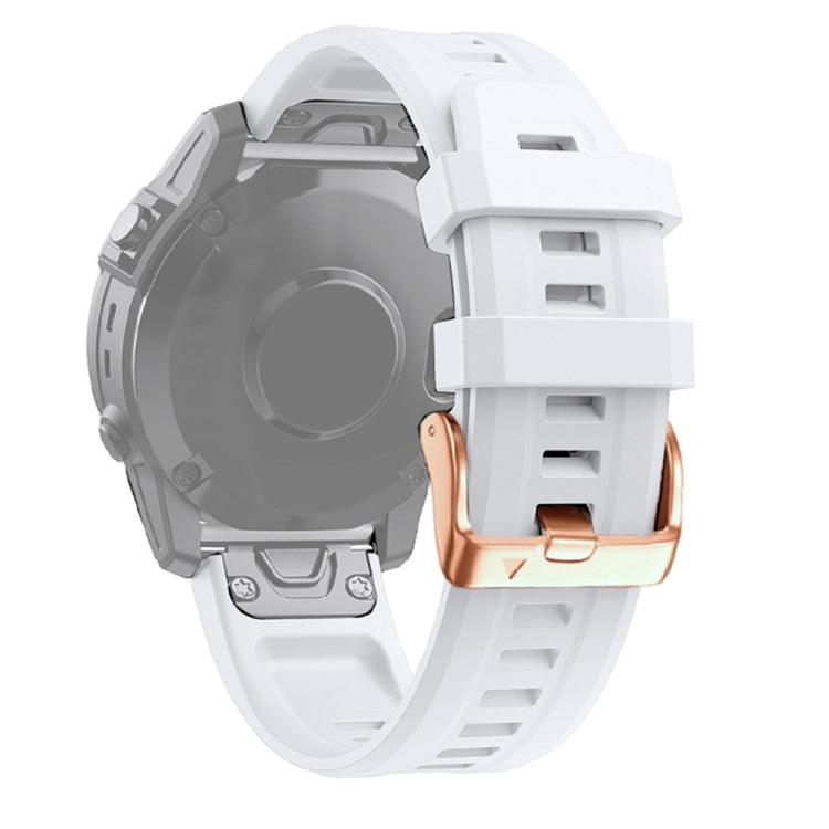For Garmin Fenix 6S 20mm Rose Gold Buckle Silicone Watch Band(White) - Smart Wear by buy2fix | Online Shopping UK | buy2fix