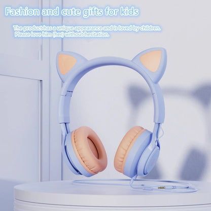 EP08 Cute Cat Ear Child Music Stereo Wired Headset with Mic(Purple) - Apple Accessories by buy2fix | Online Shopping UK | buy2fix