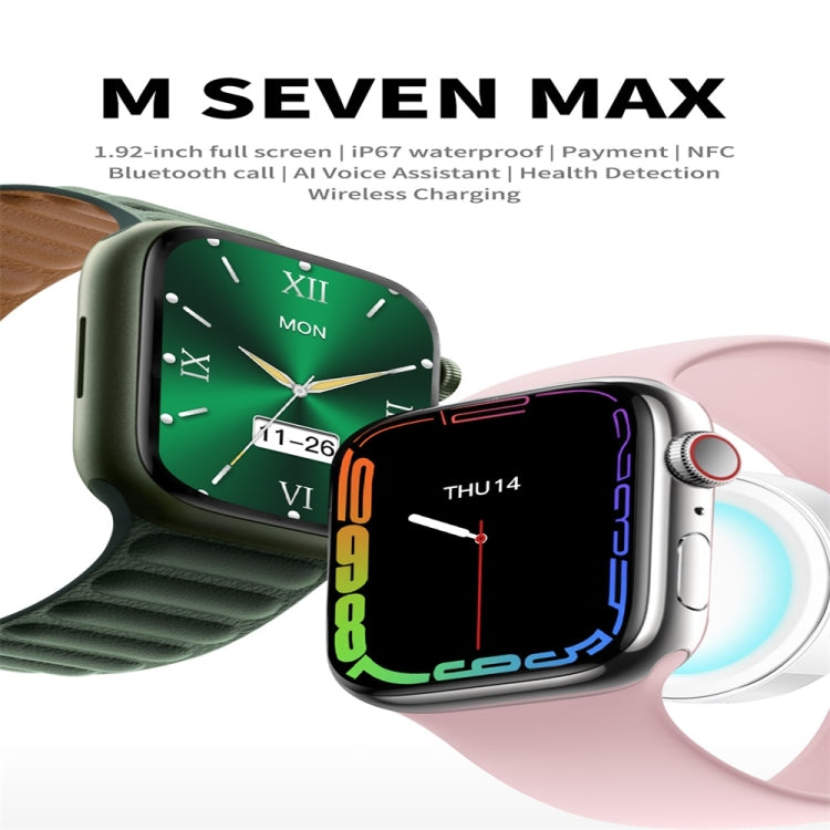 M SEVEN MAX 1.92 inch Silicone Watchband Color Screen Smart Watch(Silver) - Smart Wear by buy2fix | Online Shopping UK | buy2fix