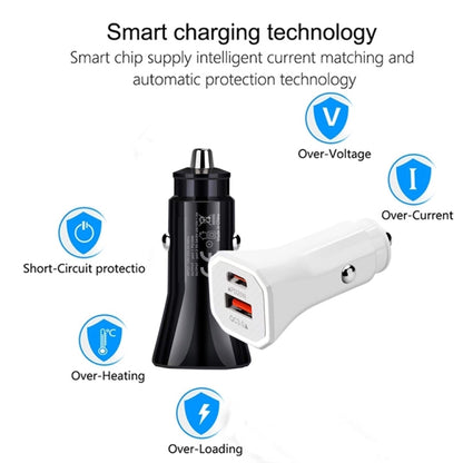 TE-P22 38W PD USB-C / Type-C + QC3. 0 USB Car Charger with 1m USB to 8 Pin Data Cable(White) - Car Charger by buy2fix | Online Shopping UK | buy2fix