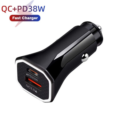 TE-P22 38W PD USB-C / Type-C + QC3. 0 USB Car Charger with 1m USB-C / Type-C to 8 Pin Data Cable(Black) - Apple Accessories by buy2fix | Online Shopping UK | buy2fix