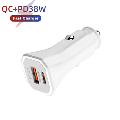 TE-P22 38W PD USB-C / Type-C + QC3. 0 USB Car Charger with 1m USB-C / Type-C to 8 Pin Data Cable(White) - Apple Accessories by buy2fix | Online Shopping UK | buy2fix