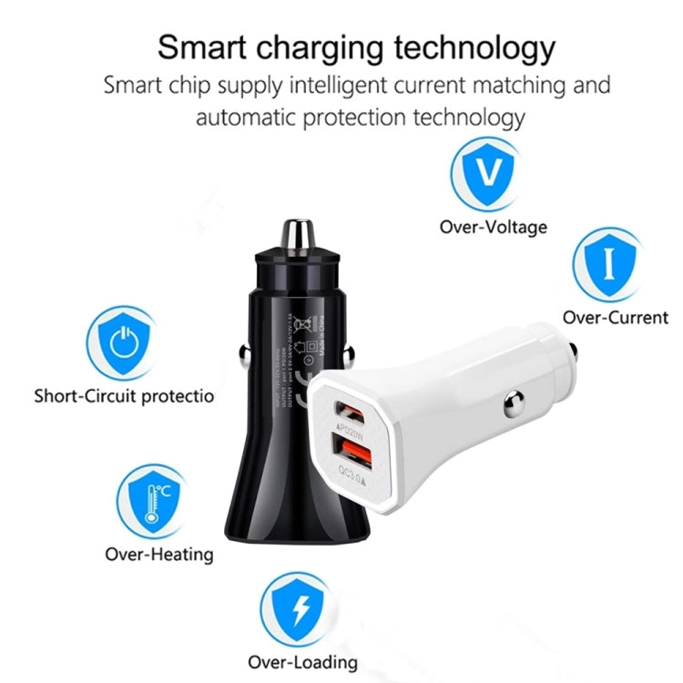 TE-P22 38W PD USB-C / Type-C + QC3. 0 USB Car Charger with 1m USB-C / Type-C to 8 Pin Data Cable(Black) - Apple Accessories by buy2fix | Online Shopping UK | buy2fix
