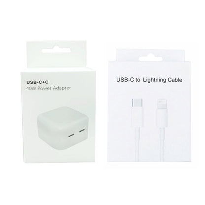 SDC-40W Dual PD USB-C / Type-C Ports Charger with 1m Type-C to 8 Pin Data Cable, US Plug - USB Charger by buy2fix | Online Shopping UK | buy2fix