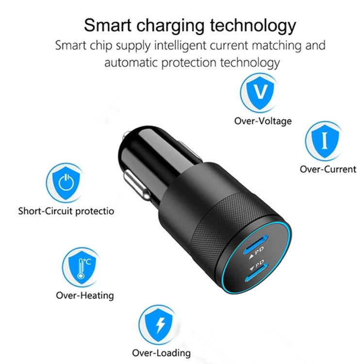 PD 40W Dual PD3.0 Type-C Car Charger(Grey) - Car Charger by buy2fix | Online Shopping UK | buy2fix