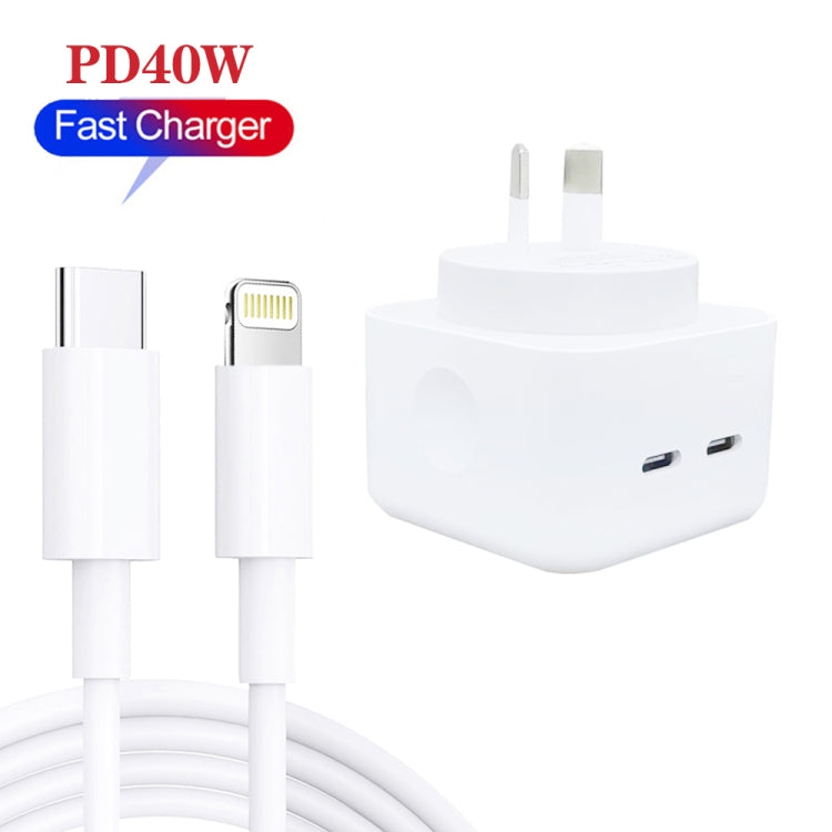 SDC-40W Dual PD USB-C / Type-C Ports Charger with 1.5m Type-C to 8 Pin Cable, AU Plug - Apple Accessories by buy2fix | Online Shopping UK | buy2fix