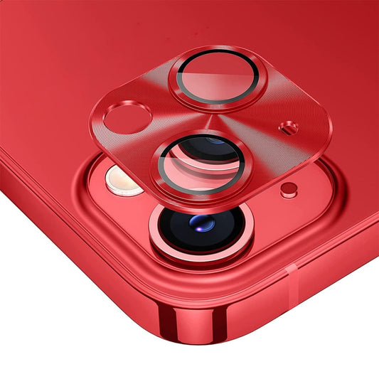 For iPhone 14 / 14 Plus ENKAY Aluminium Alloy Tempered Glass Lens Cover Film (Red) - Apple Accessories by ENKAY | Online Shopping UK | buy2fix