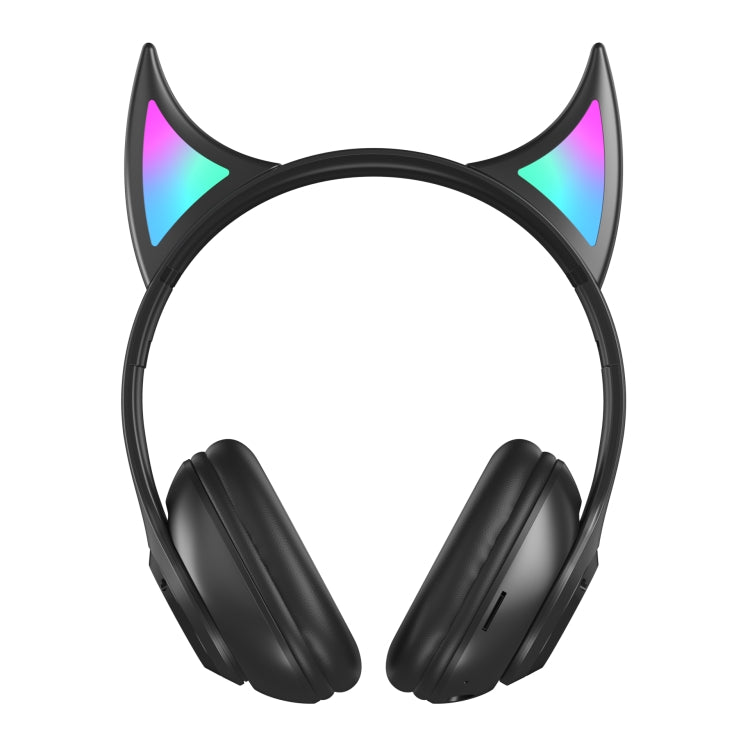 STN25 Devil Ear RGB Light Wireless Music Headset For Children with Mic(Black) - Apple Accessories by buy2fix | Online Shopping UK | buy2fix