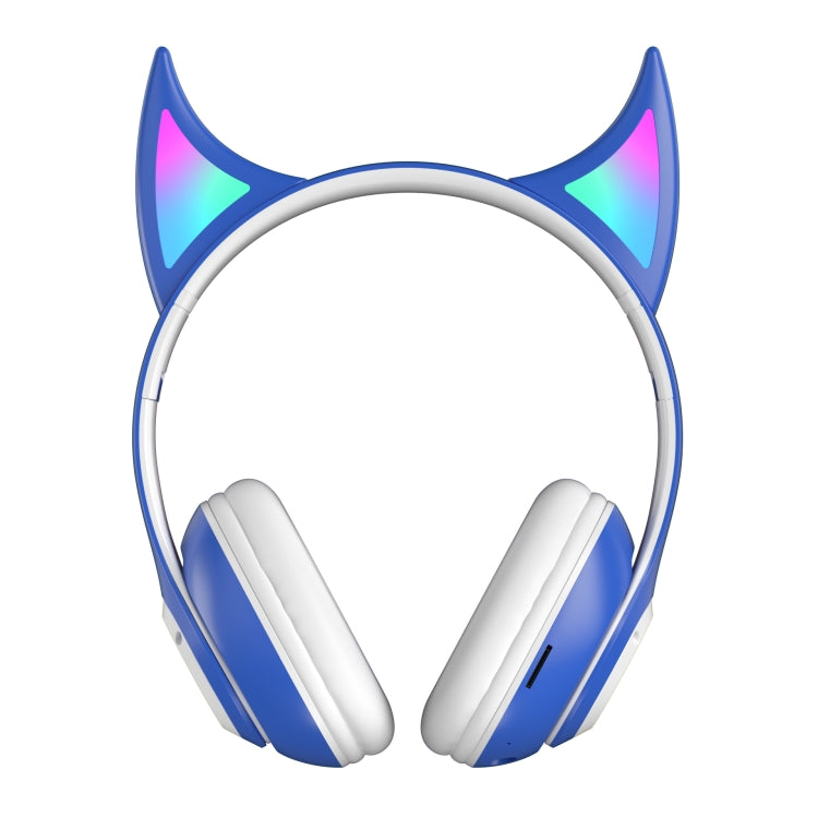 STN25 Devil Ear RGB Light Wireless Music Headset For Children with Mic(Blue) - Apple Accessories by buy2fix | Online Shopping UK | buy2fix