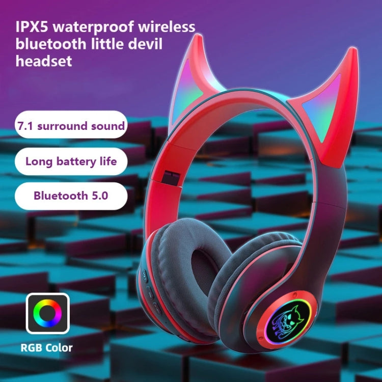 STN25 Devil Ear RGB Light Wireless Music Headset For Children with Mic(Purple) - Apple Accessories by buy2fix | Online Shopping UK | buy2fix