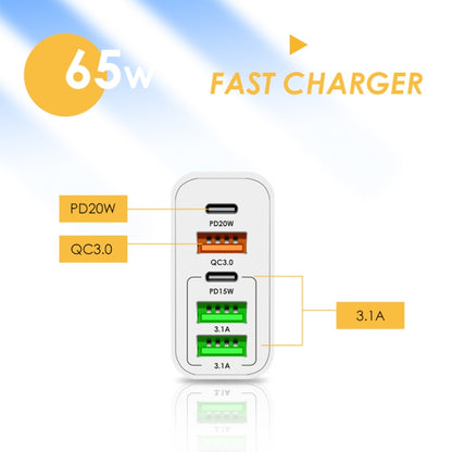 65W Dual PD Type-C + 3 x USB Multi Port Charger with 3A USB to 8 Pin Data Cable, US Plug(Black) - Apple Accessories by buy2fix | Online Shopping UK | buy2fix