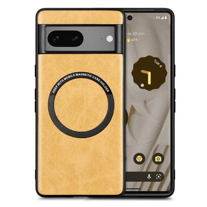 For Google Pixel 7 Solid Color Magsafe Leather Phone Case(yellow) - Google Cases by buy2fix | Online Shopping UK | buy2fix